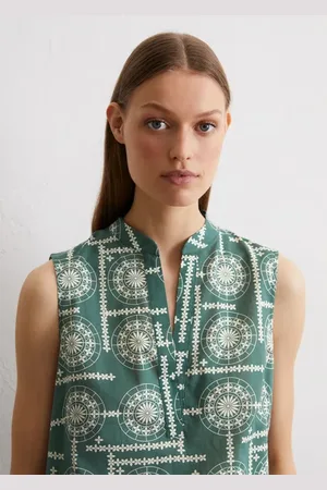 Marc O’ Polo Ärmellose Print-Bluse flared