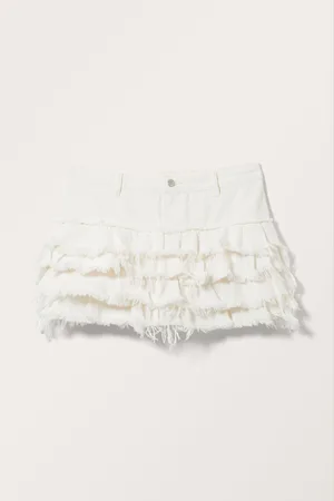 Monki Frilled Mini Denim Skirt