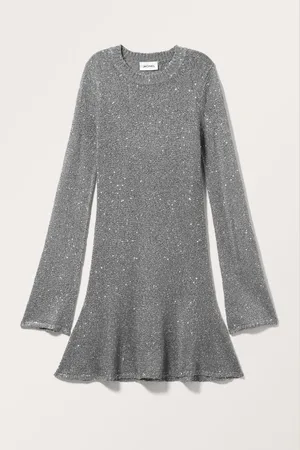 Monki Knitted Long-sleeved Sequin Dress