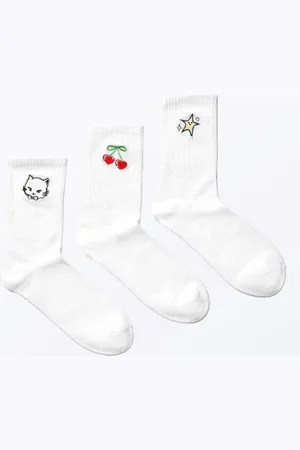 Monki 3-pack Embroidered Socks