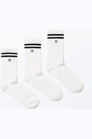 Monki 3-pack Striped Embroidered Socks