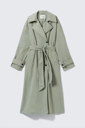 Monki Oversized Belted Nylon Trench Coat
