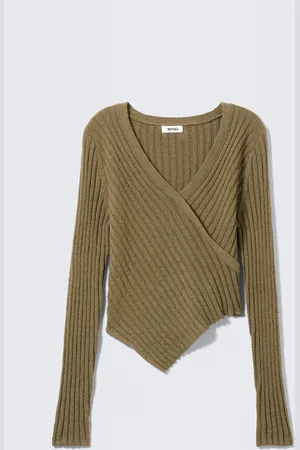 Monki Knitted Wrap-shaped Asymmetric V-neck Sweater