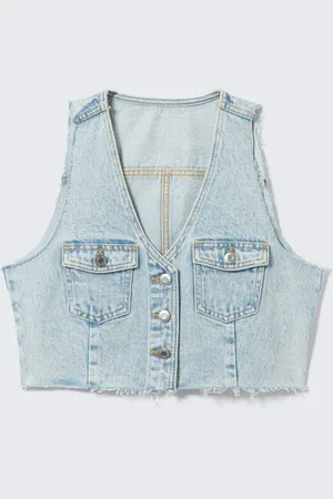 Monki Rigid Cropped Denim Vest