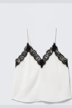 Monki Lace-Trimmed Satin Camisole