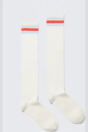 Monki Ribbed Varsity High Knee Socks