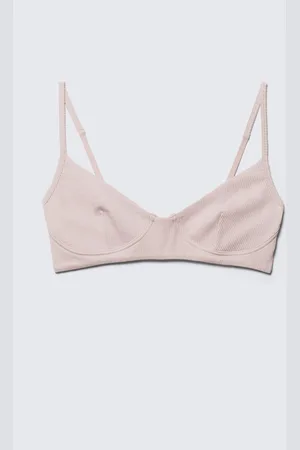 Monki Ribbed V-neck Cotton Bra