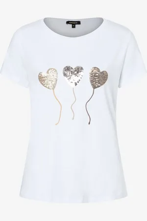 More & More T-Shirt mit Paillettenherzen, weiß, Frühjahrs-Kollektion