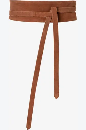 More & More Bindegürtel aus Velours-Leder, cognac- , Sommer-Kollektion