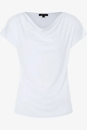 More & More T-Shirt mit Wasserfall-Ausschnitt, weiß, Sommer-Kollektion