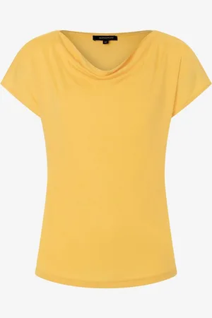More & More T-Shirt mit Wasserfall-Ausschnitt, sunset yellow, Sommer-Kollektion