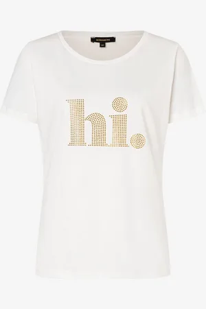 More & More T-Shirt mit Steinchen-Schrift, , Sommer-Kollektion