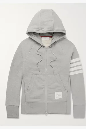 Thom Browne Kapuzenjacke aus Baumwoll-Jersey mit Frotteeschlingen an der Innenseite, Reißverschluss und Streifen - Men - - 0