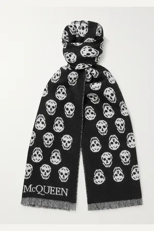 Alexander McQueen Wendbarer Wollschal aus Jacquard mit Logomuster und Fransen - Men