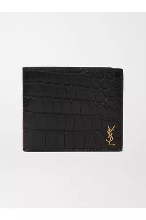 Saint Laurent Portemonnaie aus Leder mit Krokodileffekt und Logoapplikationen - Men