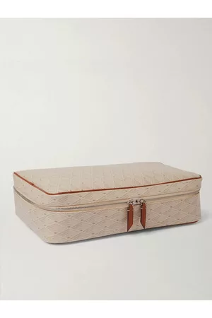 Métier Mittelgroßer Kleiderbeutel aus bedrucktem Canvas mit Lederbesatz - Men