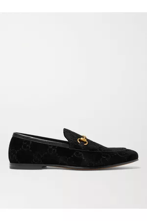 Gucci Jordaan Loafers aus Samt mit Lederbesatz, „Horsebit“-Detail und Logostickerei - Men - - UK 5