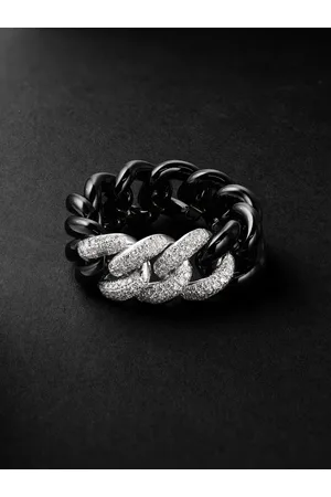 Shay Link Ring aus 18 Karat Weißgold mit Keramikbeschichtung und Diamanten - Men - - 9