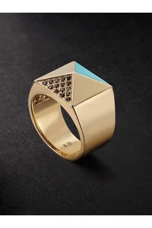 Sydney Evan Pyramidenförmiger Ring aus mit Diamanten und Türkis - Men - - 10