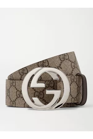 Gucci Gürtel aus beschichtetem Canvas mit Lederbesatz und Monogramm, 4 cm - Men - - EU 70