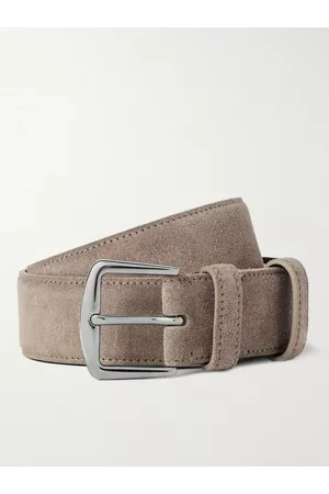 Loro Piana Gürtel aus graubraunem Veloursleder, 3,5 cm - Men - - EU 70