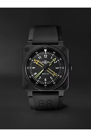Bell & Ross BR 03-92 Radiocompass 42 mm Uhr aus Keramik mit automatischem Aufzug und Kautschukarmband in limitierter Auflage, Ref.-Nr.: BR0392-RCO-CE/SRB - Men