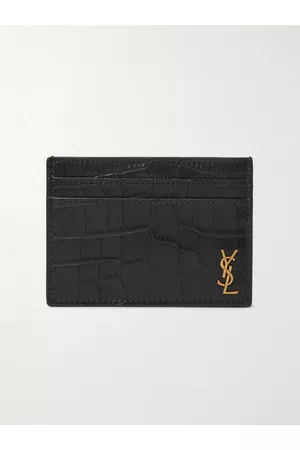 Saint Laurent Logo-Appliquéd Croc-Effect Leather Cardholder - Men