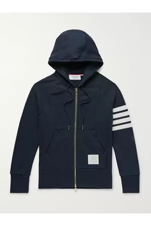 Thom Browne Schmal geschnittene Kapuzenjacke aus Baumwoll-Jersey mit Reißverschluss und Streifen - Men - - 0