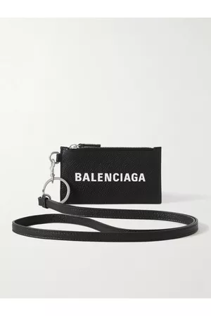 Balenciaga Kartenetui aus vollnarbigem Leder mit Logoprint und Schlüsselband - Men