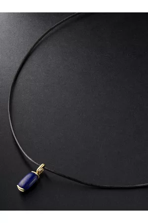 Fernando Jorge Oblong Anhängerkette aus 18 Karat Gold und Leder mit Lapislazuli - Men