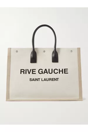 Saint Laurent Tote aus Canvas aus einer Leinen-Baumwollmischung mit Lederbesätzen und Logoprint - Men