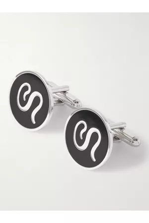 Sulka Nickel-Plated and Enamel Cufflinks - Men