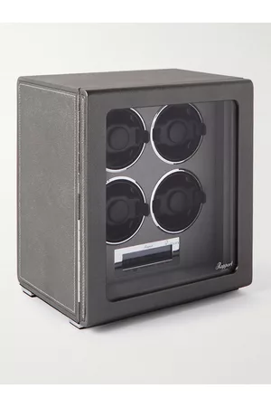 Rapport London Quantum Quad Uhrenbeweger aus Zedernholz und Glas mit Lederbezug - Men