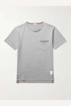 Thom Browne Schmal geschnittenes T-Shirt aus meliertem Baumwoll-Jersey mit Ripsbandbesätzen - Men - - 0