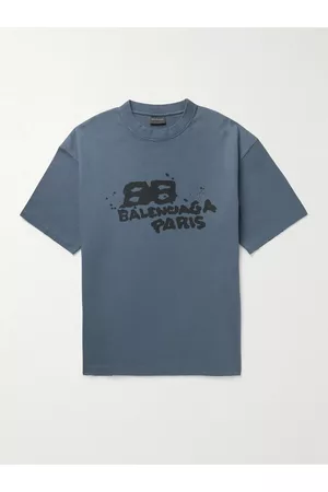 Balenciaga T-Shirt aus Baumwoll-Jersey mit Logoprint in Distressed-Optik - Men - - L