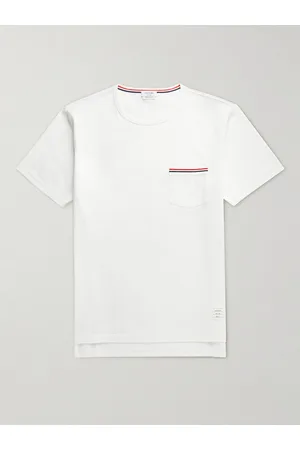 Thom Browne Schmal geschnittenes T-Shirt aus meliertem Baumwoll-Jersey mit Ripsbandbesätzen - Men - - 0