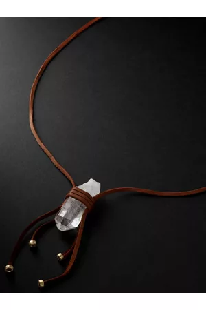 JACQUIE AICHE Kette aus strukturiertem Leder mit Detail aus Gold und Quarz - Men