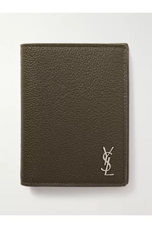 Saint Laurent Aufklappbares Portemonnaie aus vollnarbigem Leder mit Logodetail - Men