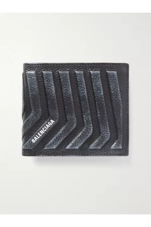 Balenciaga Aufklappbares Portemonnaie aus vollnarbigem Leder mit Logoprint - Men