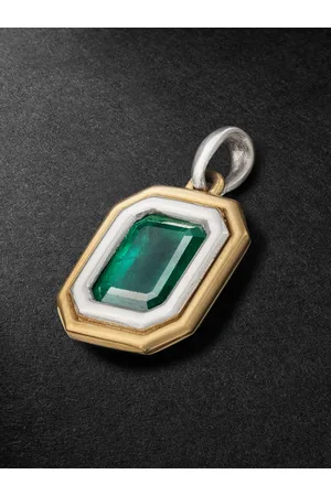 M. COHEN Equinox XSmall Anhänger aus 18 Karat Gold und Platin mit Smaragd - Men