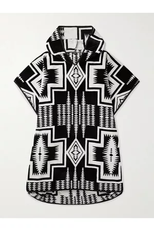 Pendleton Poncho aus Baumwollfrottee mit Jacquard-Muster und Kapuze - Men