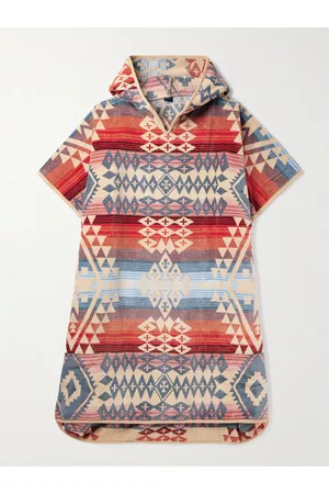 Pendleton Poncho aus Baumwollfrottee mit Jacquard-Muster und Kapuze - Men