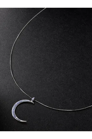 Sydney Evan Large Moon Kette aus Weißgold mit Saphiren - Men