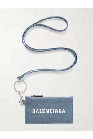 Balenciaga Kartenetui aus vollnarbigem Leder mit Logoprint, Umhängeband und Reißverschluss - Men