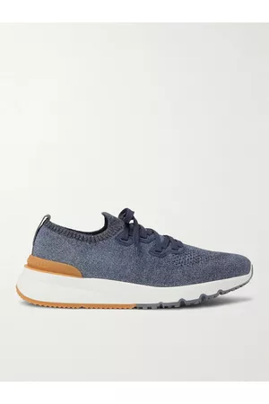 Brunello Cucinelli Sneakers aus Stretch-Strick mit Velourslederbesatz - Men - - EU 43