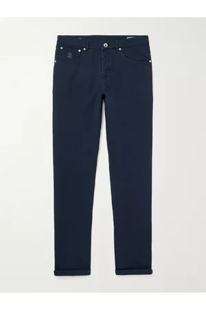 Brunello Cucinelli Gerade geschnittene Hose aus Baumwollgabardine mit Logostickerei - Men - - IT 44