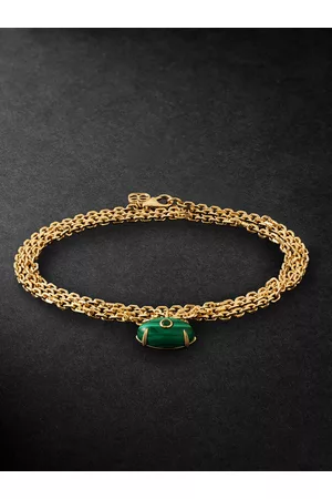 Sydney Evan Evil Eye Kette aus 14 Karat Gold mit Malachit - Men