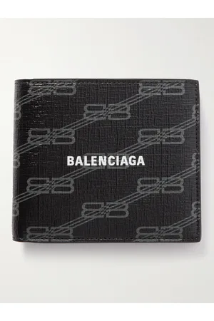 Balenciaga Logo-Print Cross-Grain Leather Billfold Wallet - Men