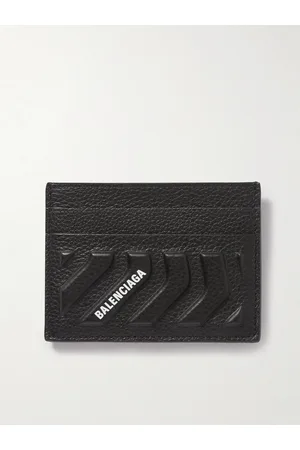 Balenciaga Logo-Print Embossed Metallic Full-Grain Leather Cardholder - Men