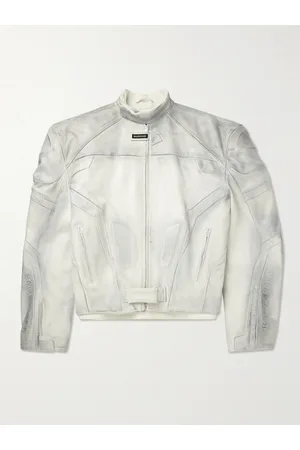 Balenciaga Oversized-Bikerjacke aus Leder mit Einsätzen und Distressed-Details - Men - - 3
